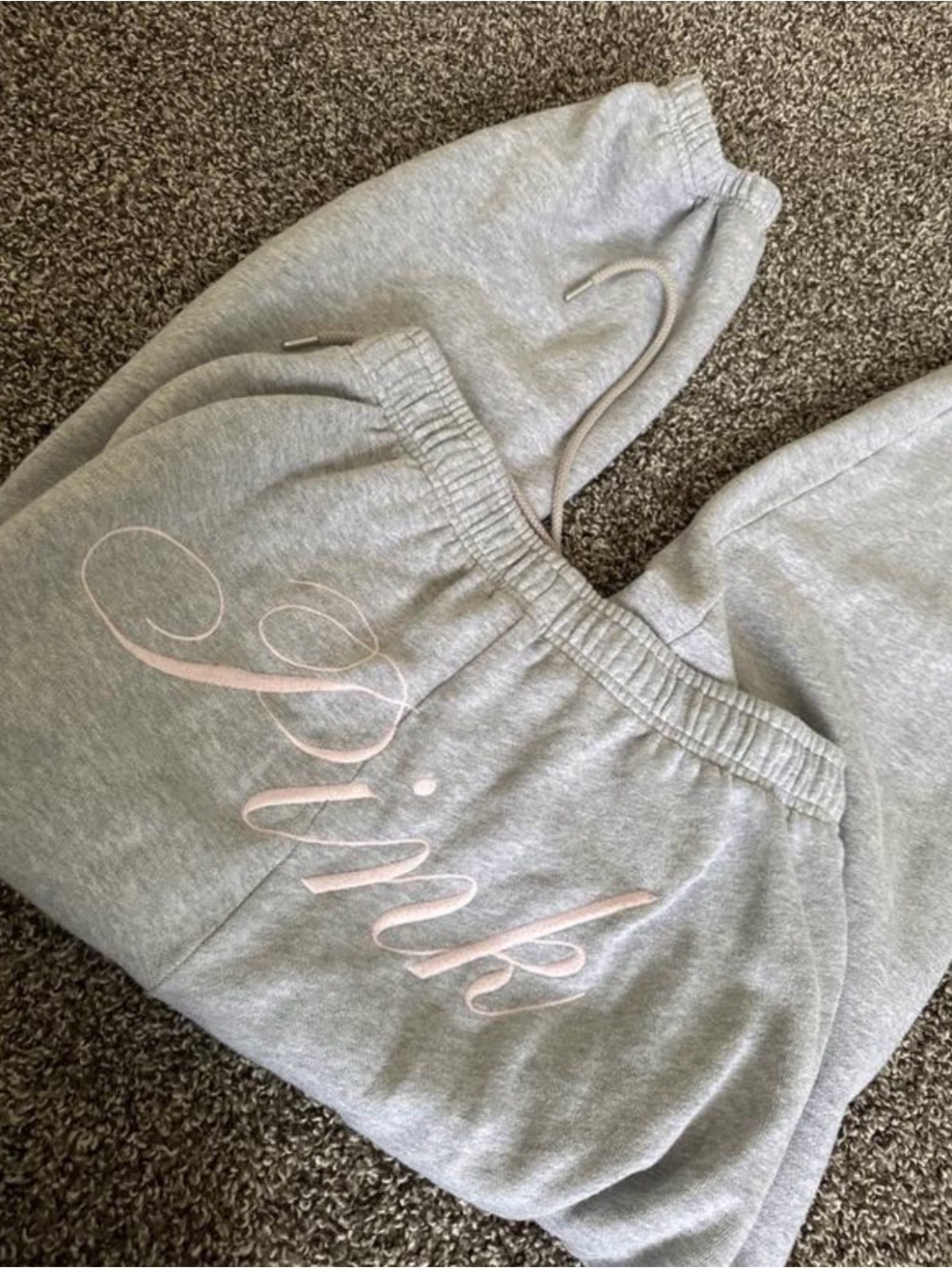 Kids Gray Sweatpants with Pink Script NWOT